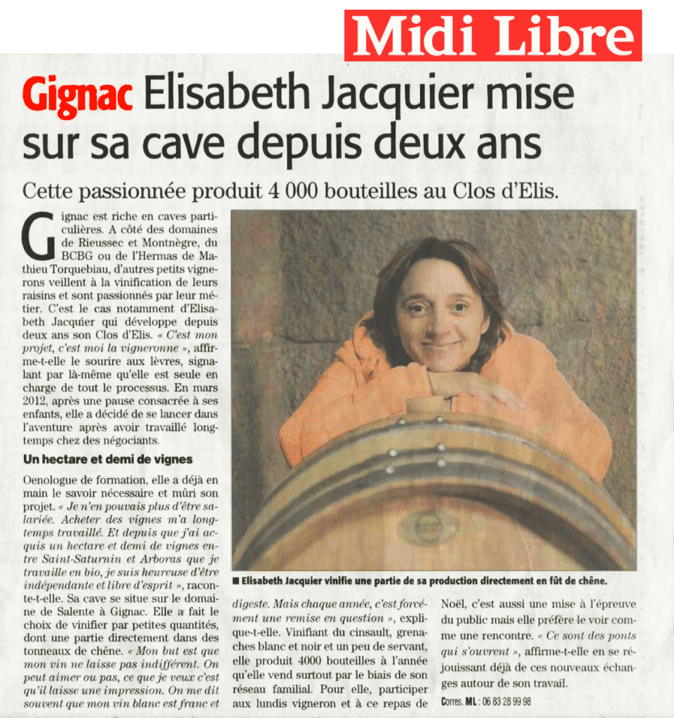 Article Midi-Libre Elisabeth Jacquier